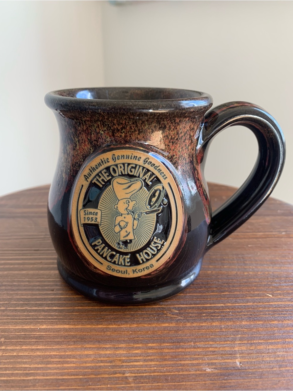 NEW Deneen Pottery Seoul Korea The Original Pancake House Coffee Mug Brown Tan